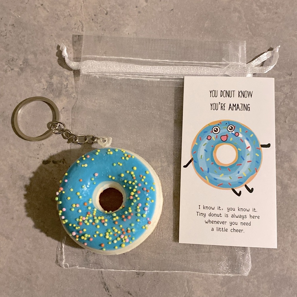 Blue Sprinkle Donut Squishy Keychain